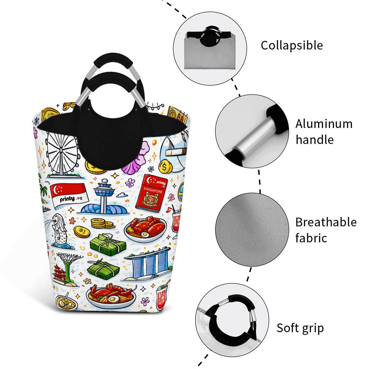 Custom Square Laundry Basket with Padded Handles