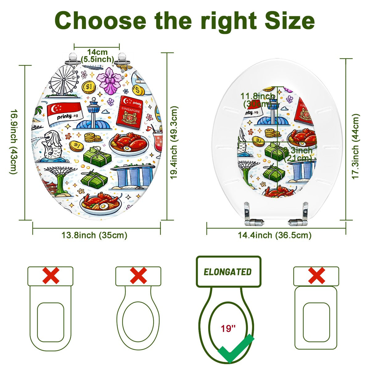 Custom Elongated Toilet Seat V-Shaped