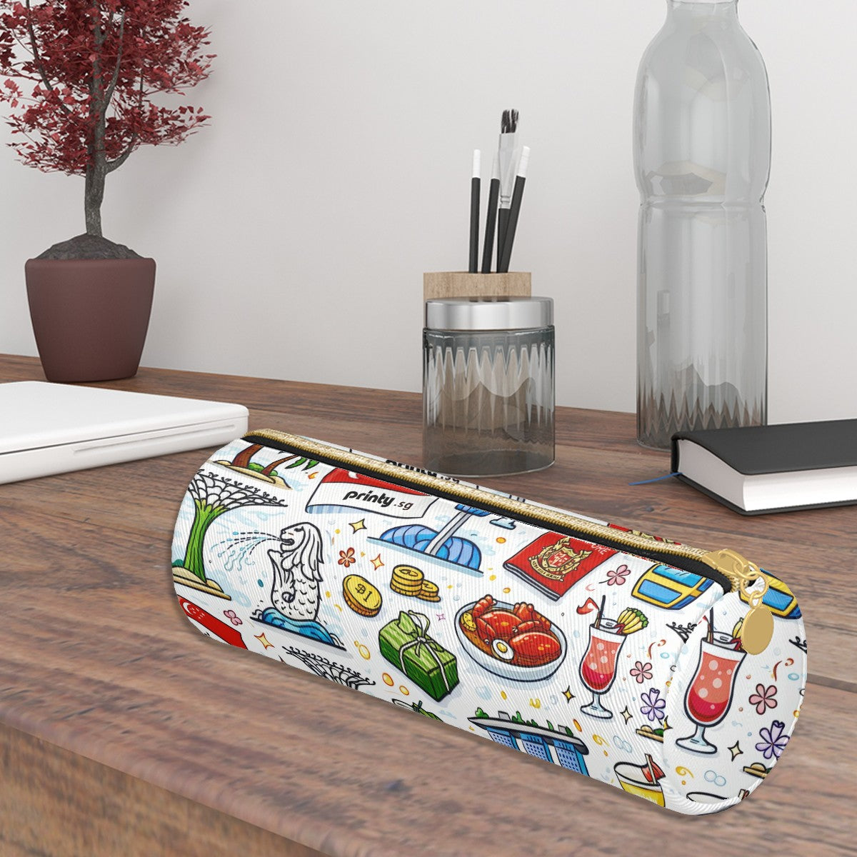 Custom Leather Cylindrical Pencil Case