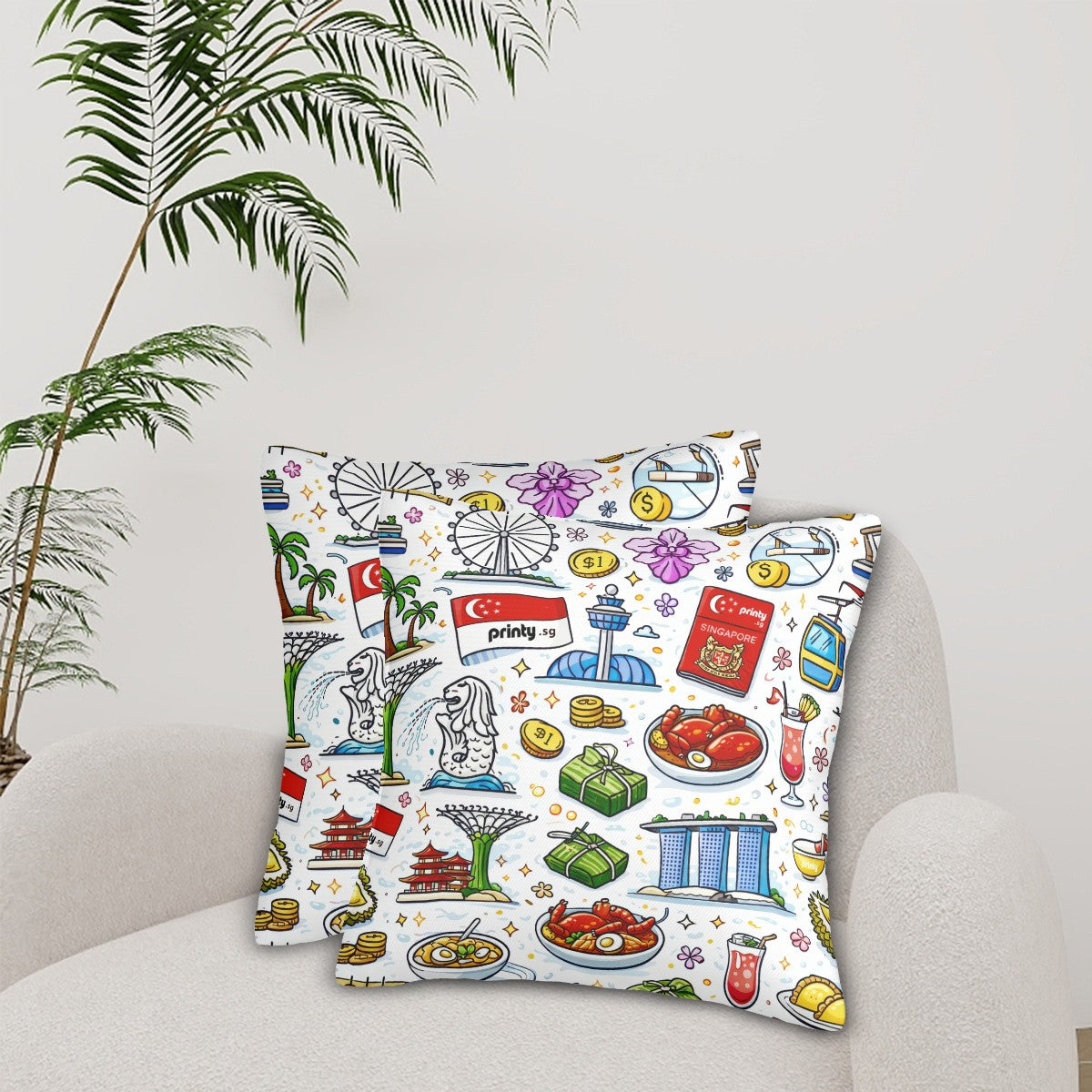 Custom All Season Throw Pillow Covers Set of 2(Single-Sided Design)