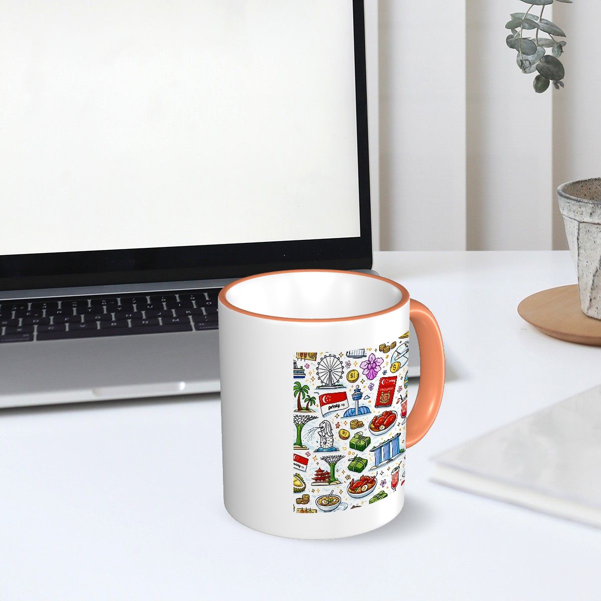Custom Colored Ceramic Coffee Mug (11oz) (Area Print)