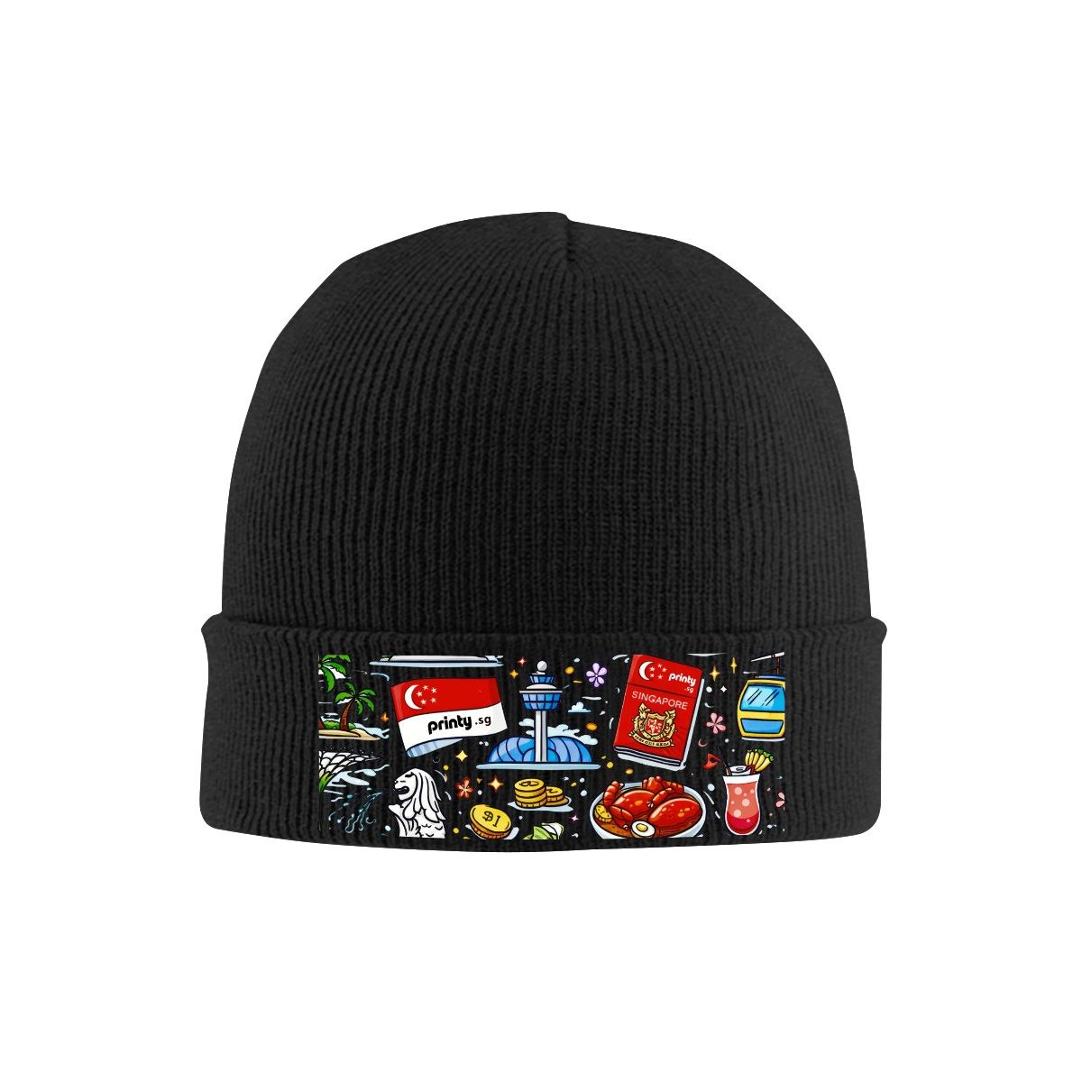 Custom Knit Hat with Heat Transfer Patch