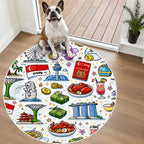 Custom Soft Round Area Rug with White Border