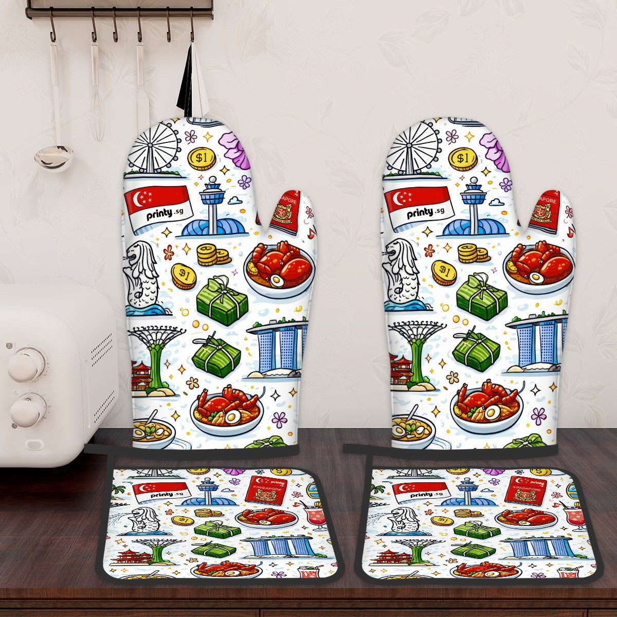 Custom Oven Mitts and Pot Holders Set of 4