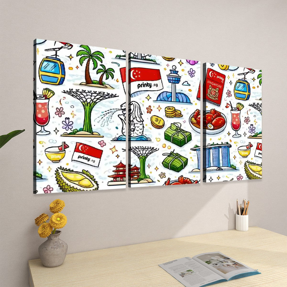 Custom 3 Panels Canvas Prints Wall Art (Set F)