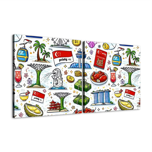 Custom 2 Panels Canvas Prints Wall Art (Set A)