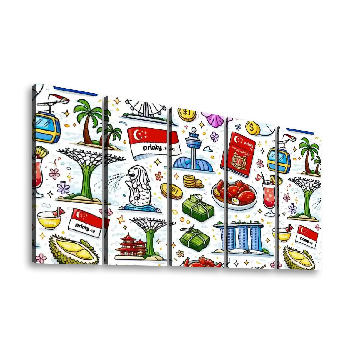 Custom 5 Panels Canvas Prints Wall Art (Set D)