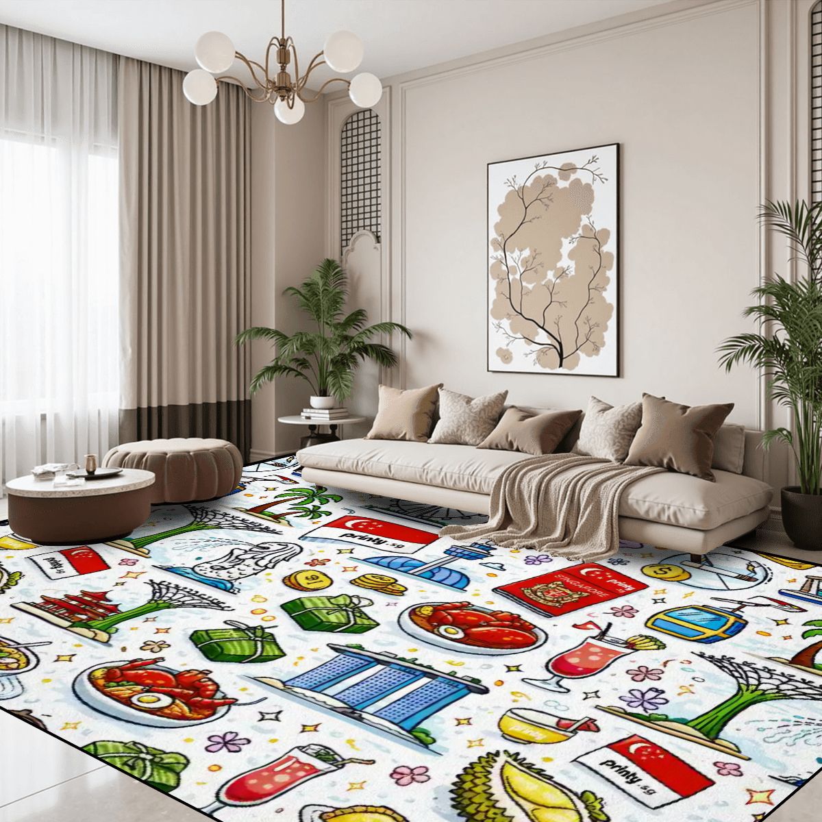 Custom Large Area Rug Floor Carpet (7:5)