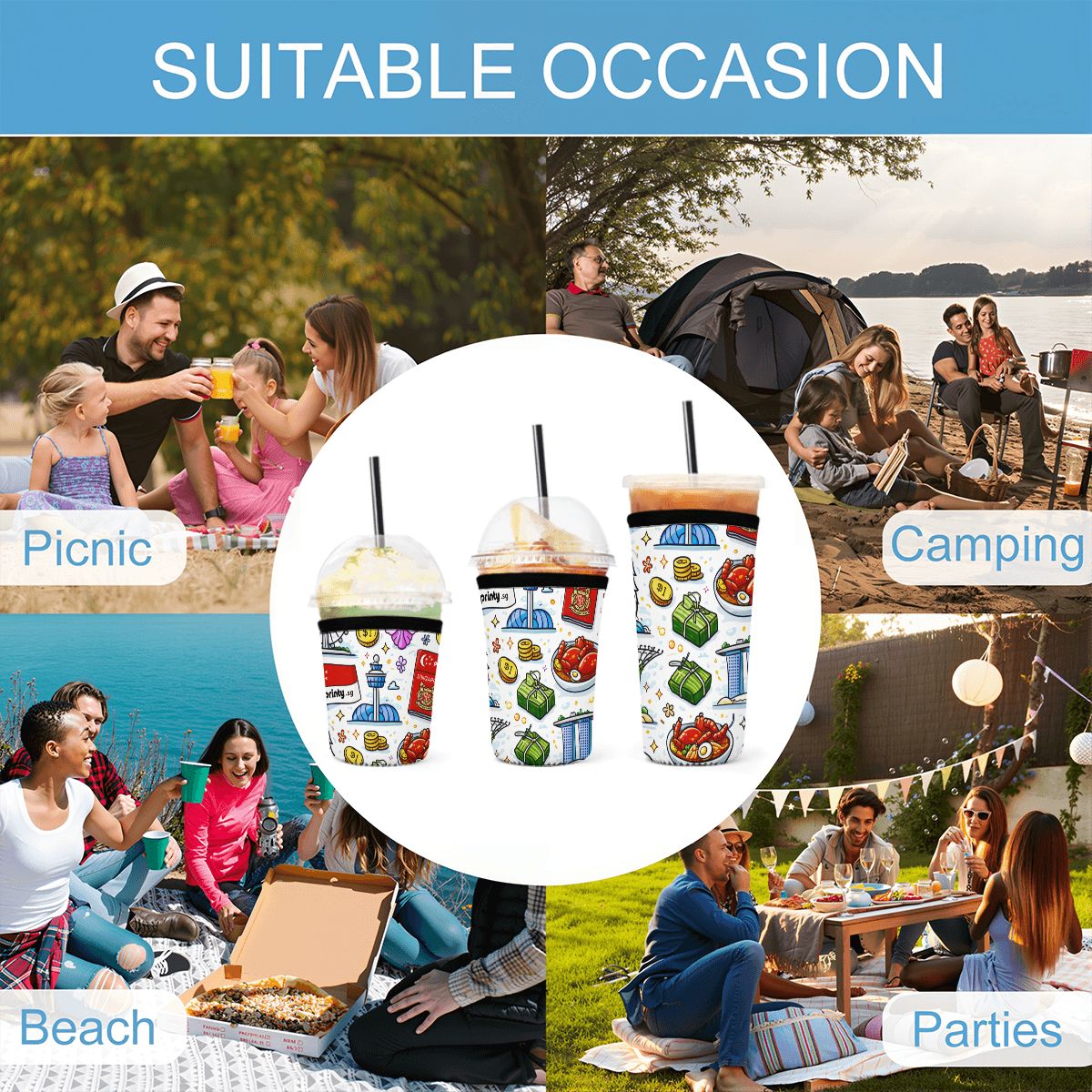Custom Neoprene Koozies Cup Sleeve 3pcs