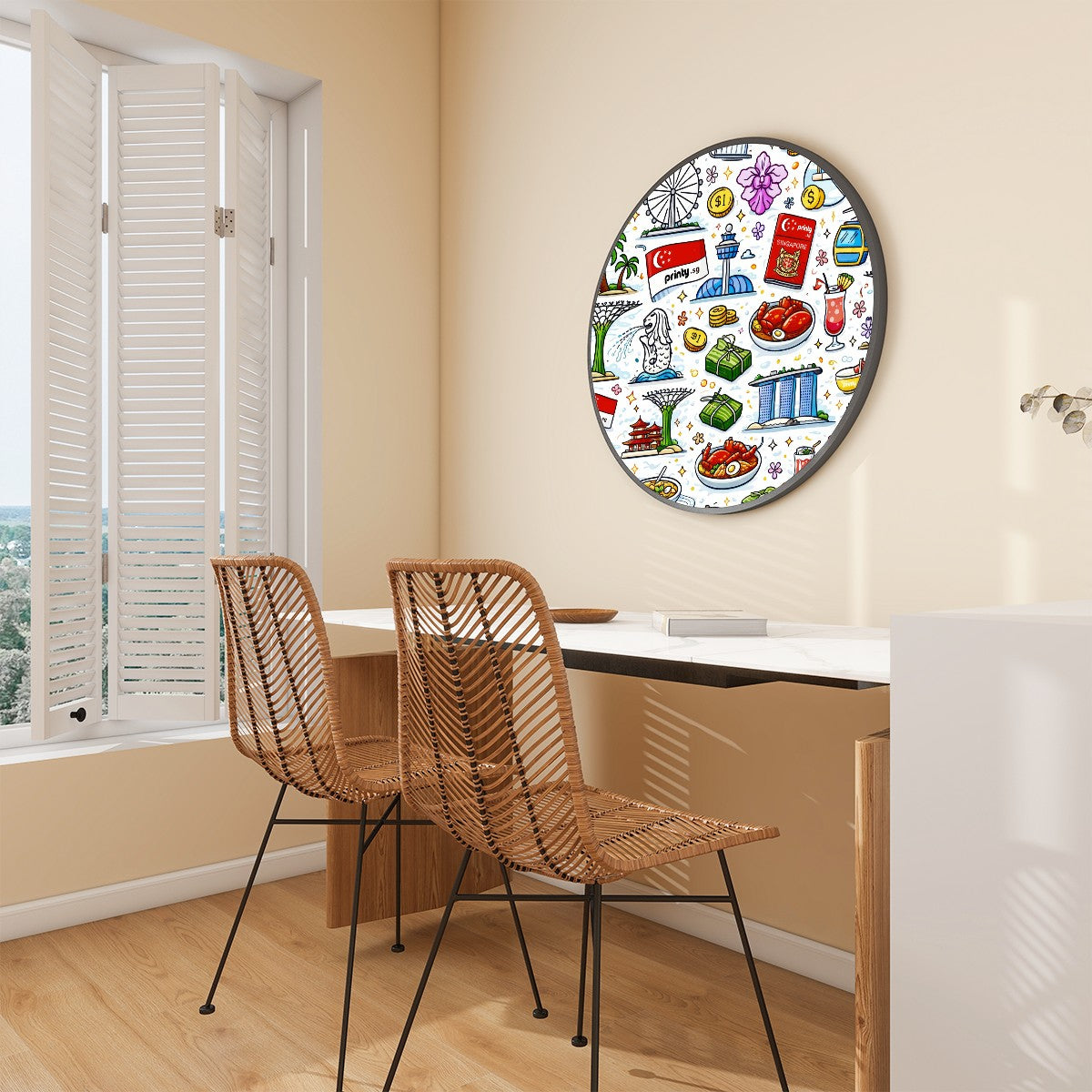 Custom Large Round Framed Canvas Prints Wall Art