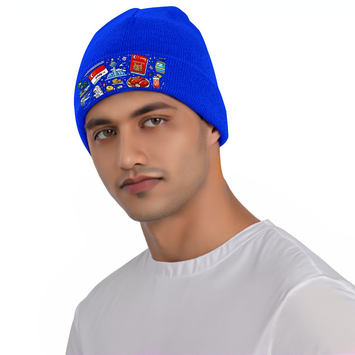 Custom Knit Hat with Heat Transfer Patch