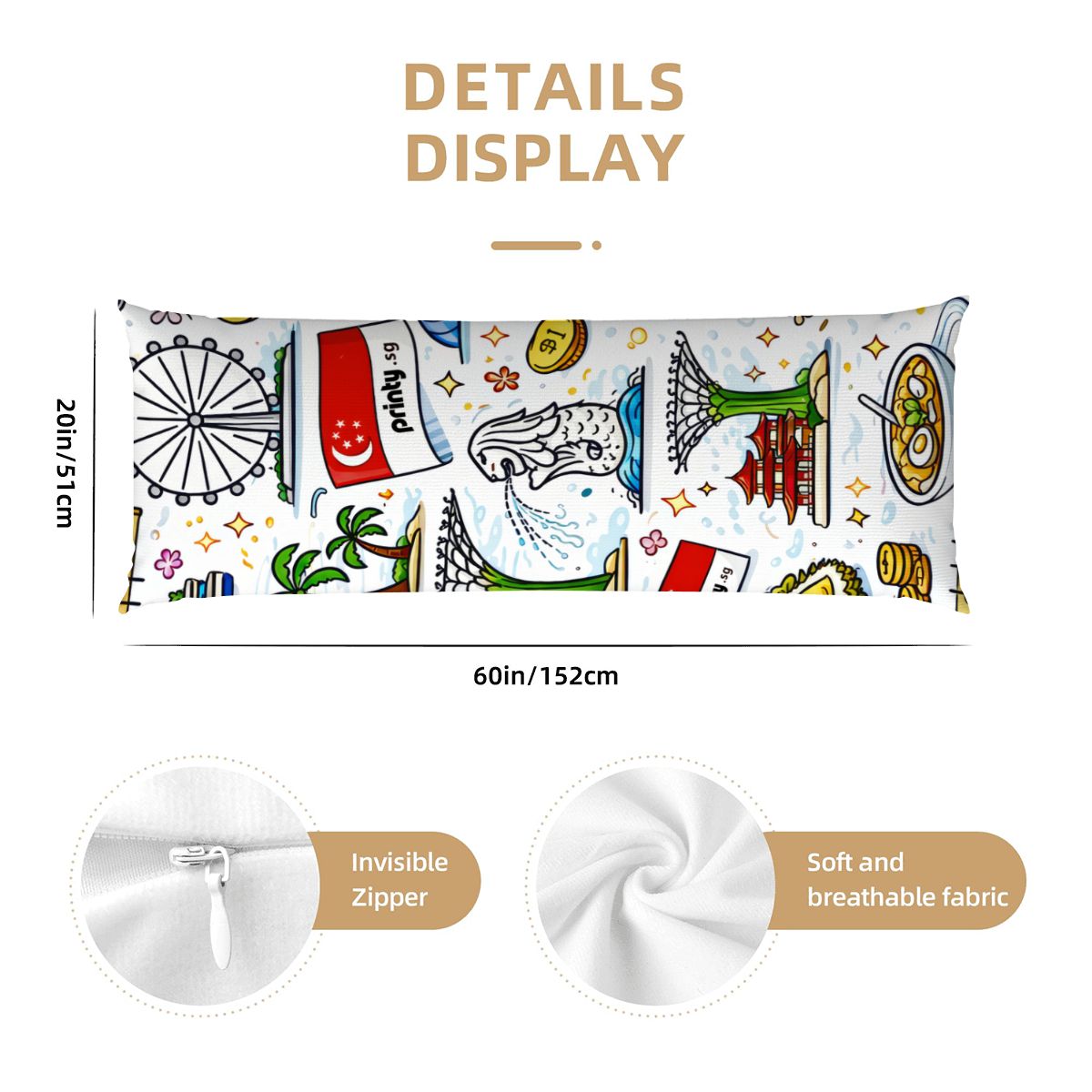 Custom Body Pillow Cover 20"x54"