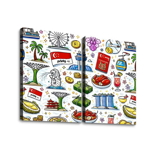 Custom 2 Panels Canvas Prints Wall Art (Set B)