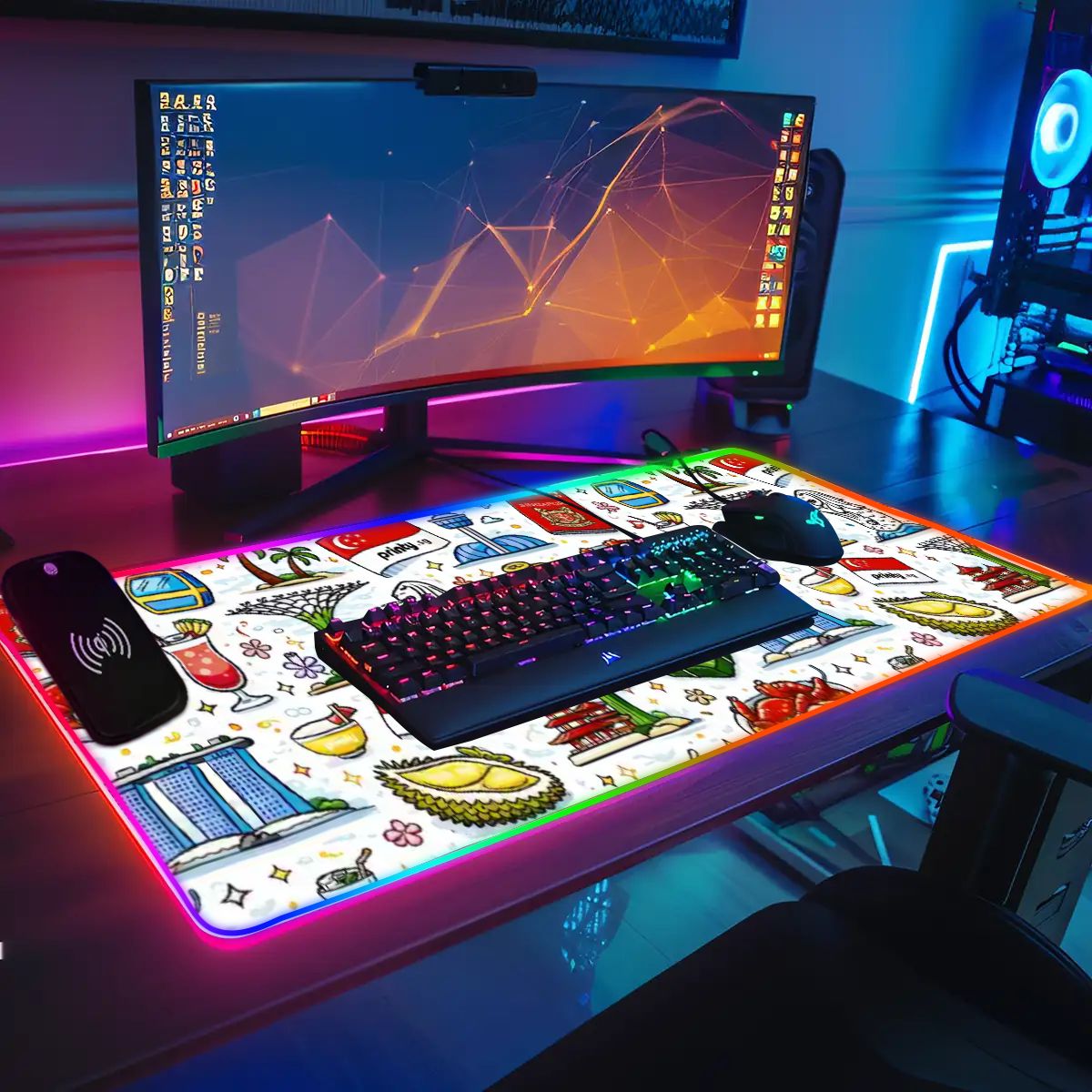 Custom Wireless Charging RGB Mouse Pad (8:3)