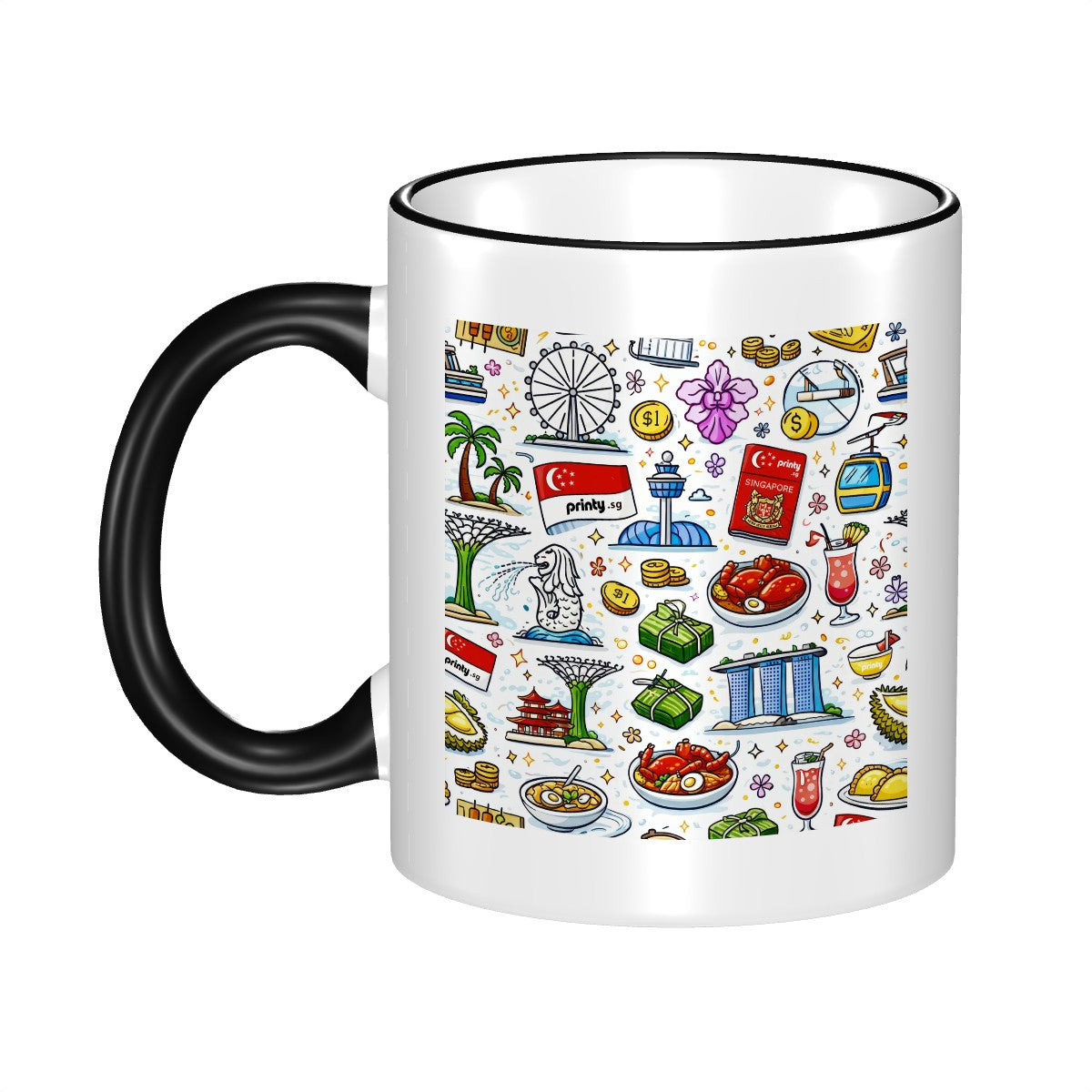 Custom Colored Ceramic Coffee Mug (11oz) (Area Print)