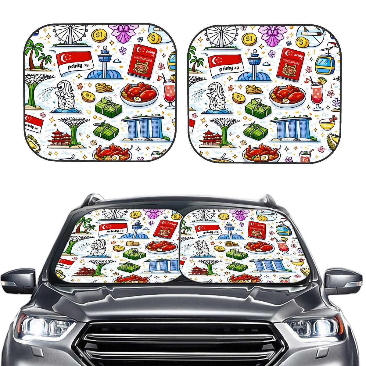 Custom Foldable Front Windshield Sun Shade 2 pcs
