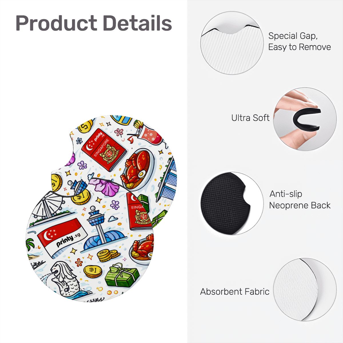 Custom Neoprene Car Coasters 2 pcs