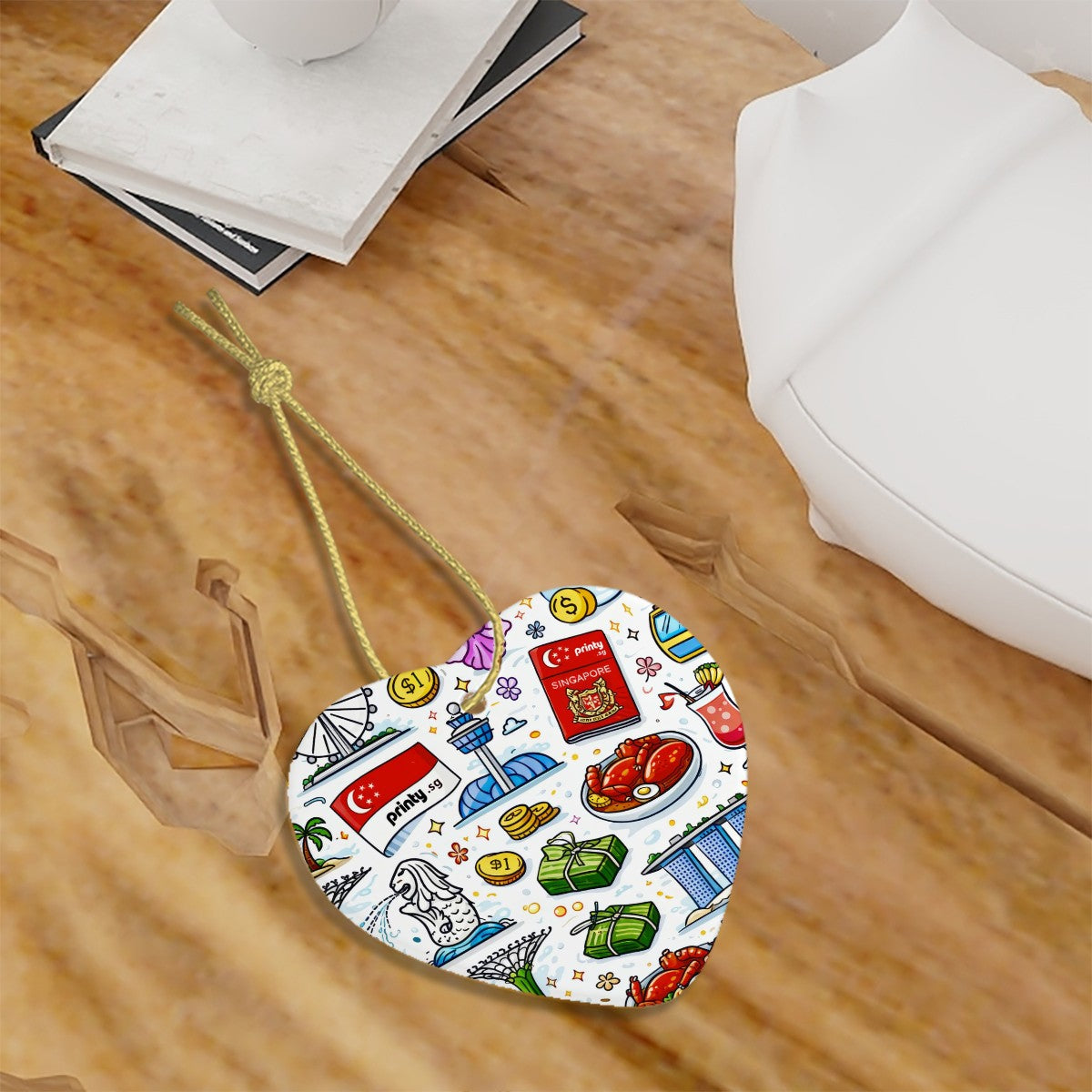 Custom Heart Shape Ceramic Ornaments Christmas Decorations