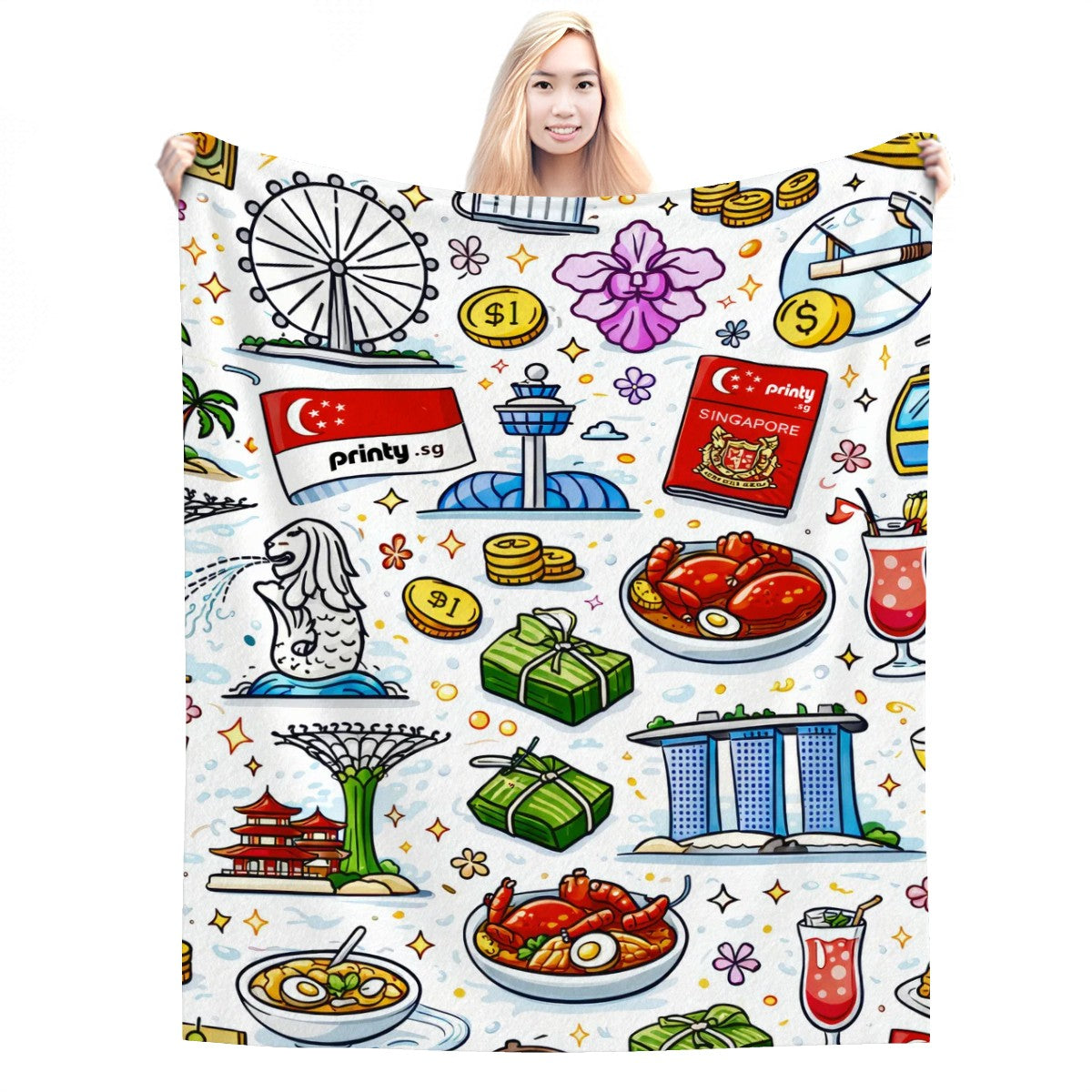 Custom 280 GSM Multi-Size Flannel Throw Blanket (Vertical)