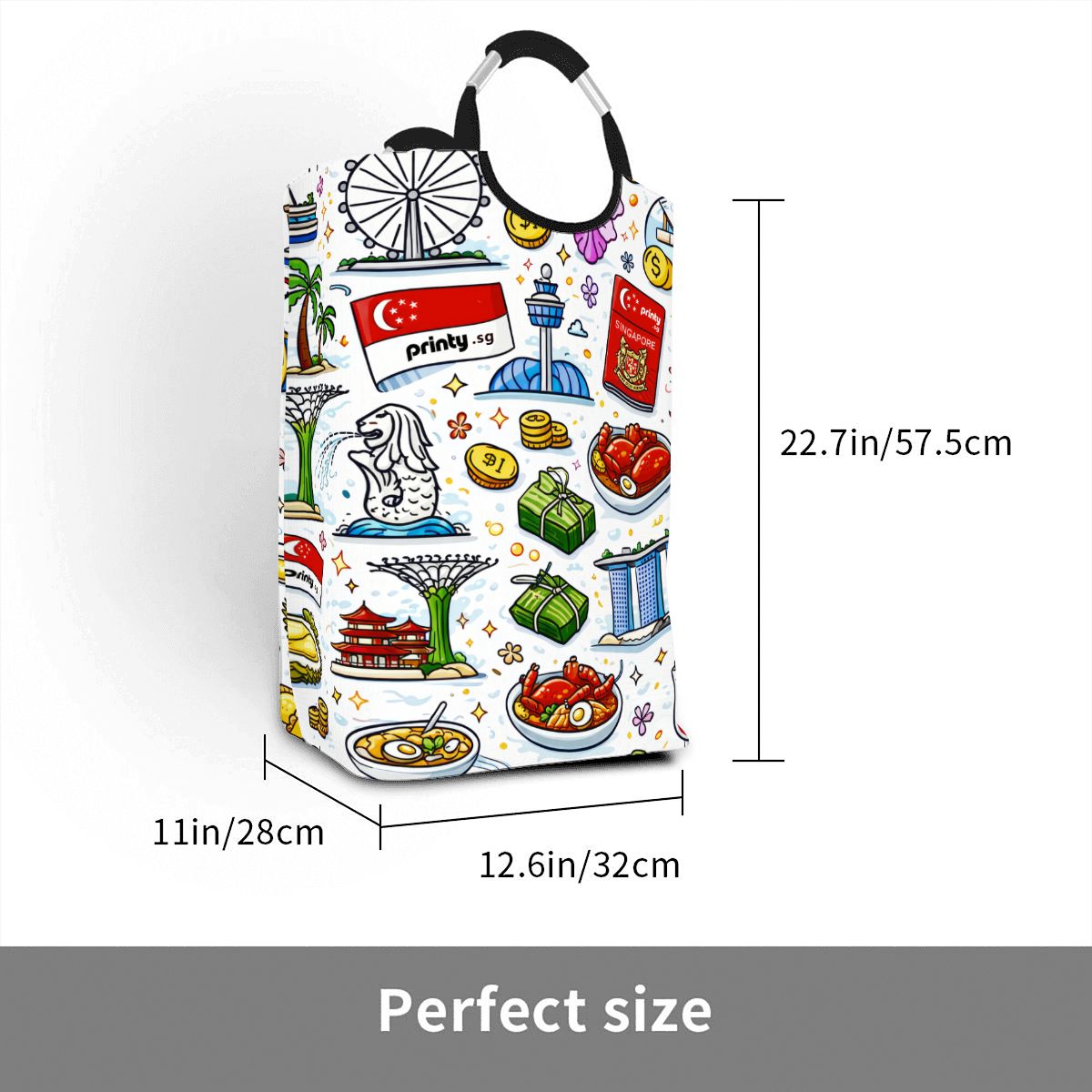 Custom Square Laundry Basket with Padded Handles
