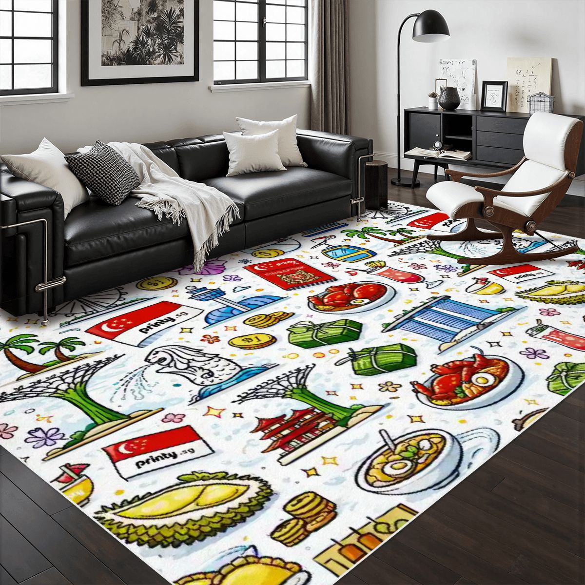 Custom Area Rug with White Border 48"x72"