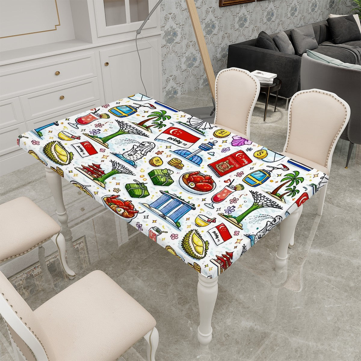 Custom Large Rectangle Anti-Oil Table Cover with Elastic Edged