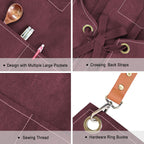 Custom Unisex Canvas Cross Back Apron with Pockets