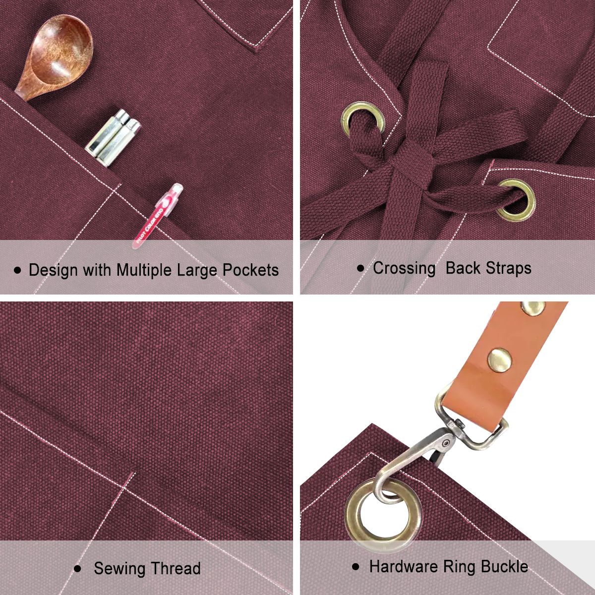 Custom Unisex Canvas Cross Back Apron with Pockets