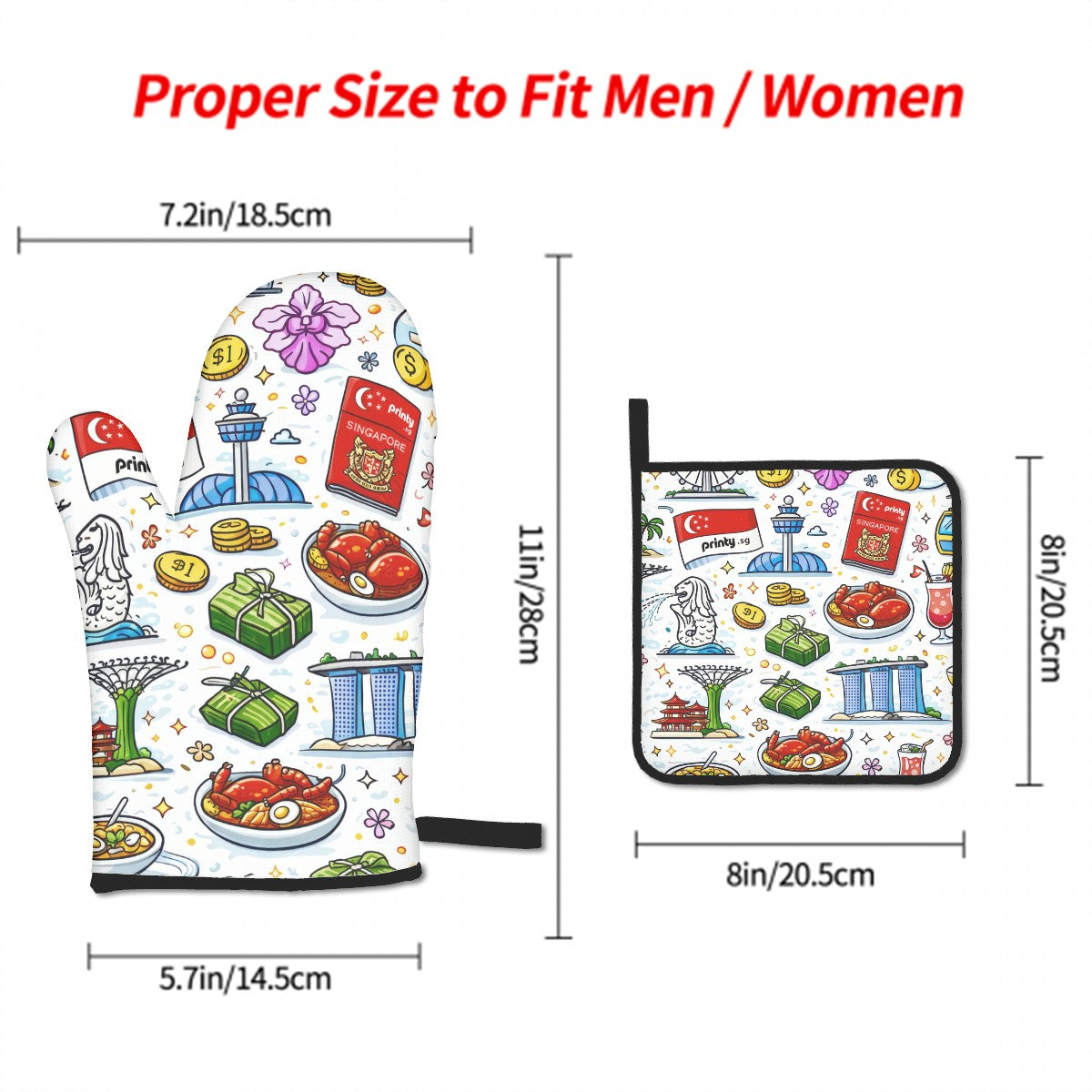 Custom Oven Mitts and Pot Holders Sets (3pcs)