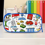 Custom Horizontal Oxford Large Capacity Double Layer Pencil Case