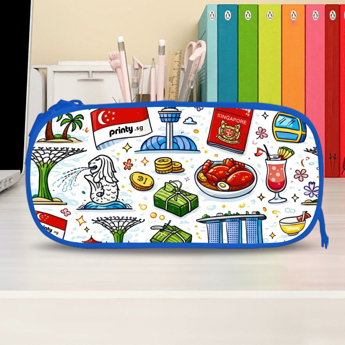 Custom Horizontal Oxford Large Capacity Double Layer Pencil Case