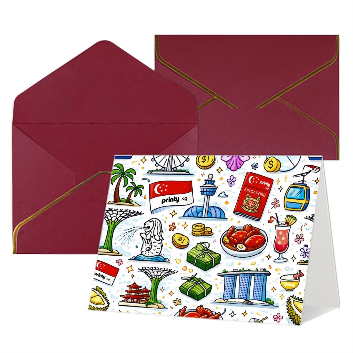 Custom Golden Edge Greeting Cards (Horizontal)