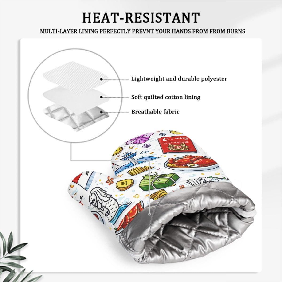 Custom Silicone Oven Mitts Heat Resistant Set