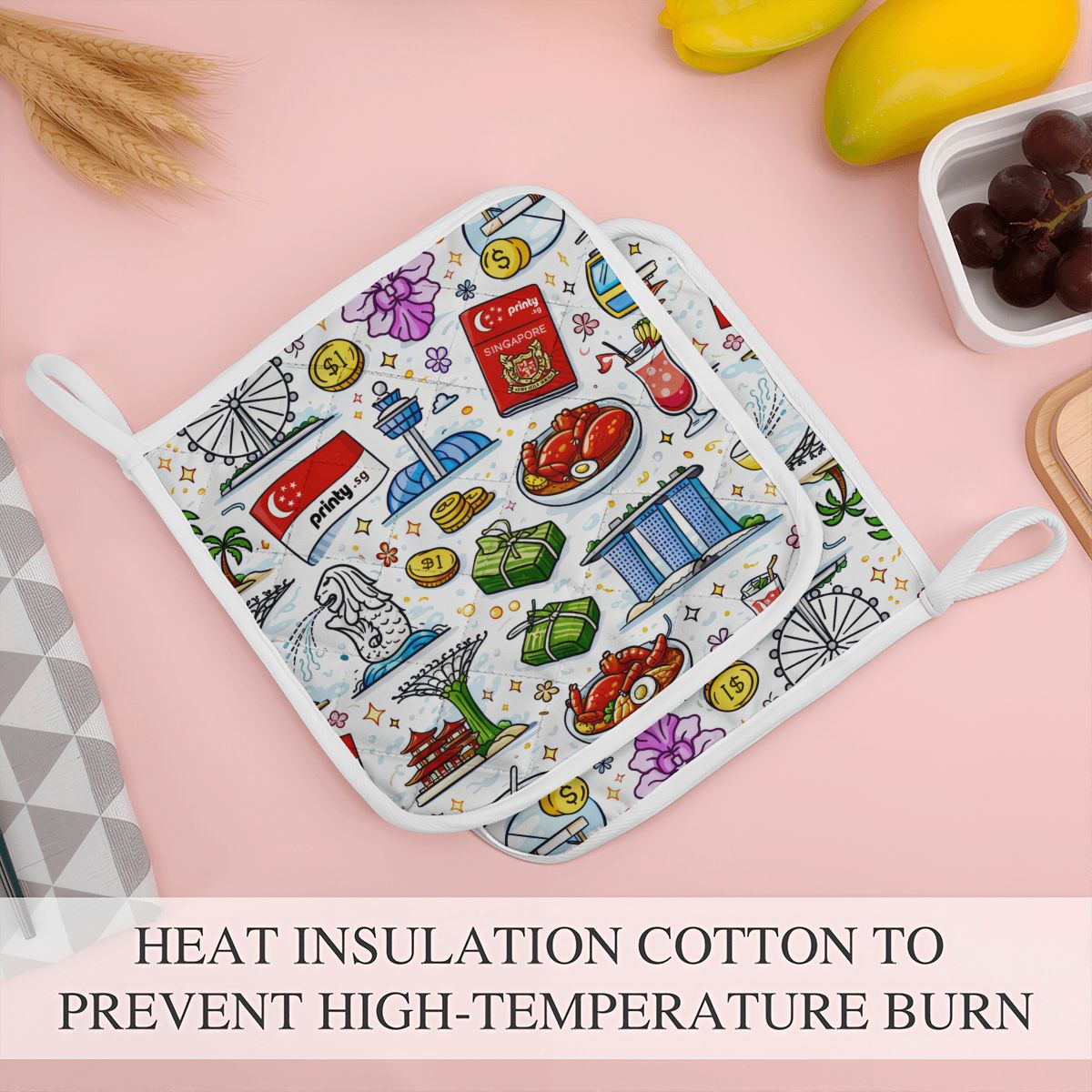 Custom Heat Resistant Pot Holders Set of 2