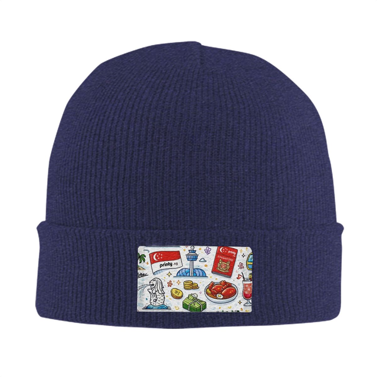 Custom Knitted Hat with Velvet Patches
