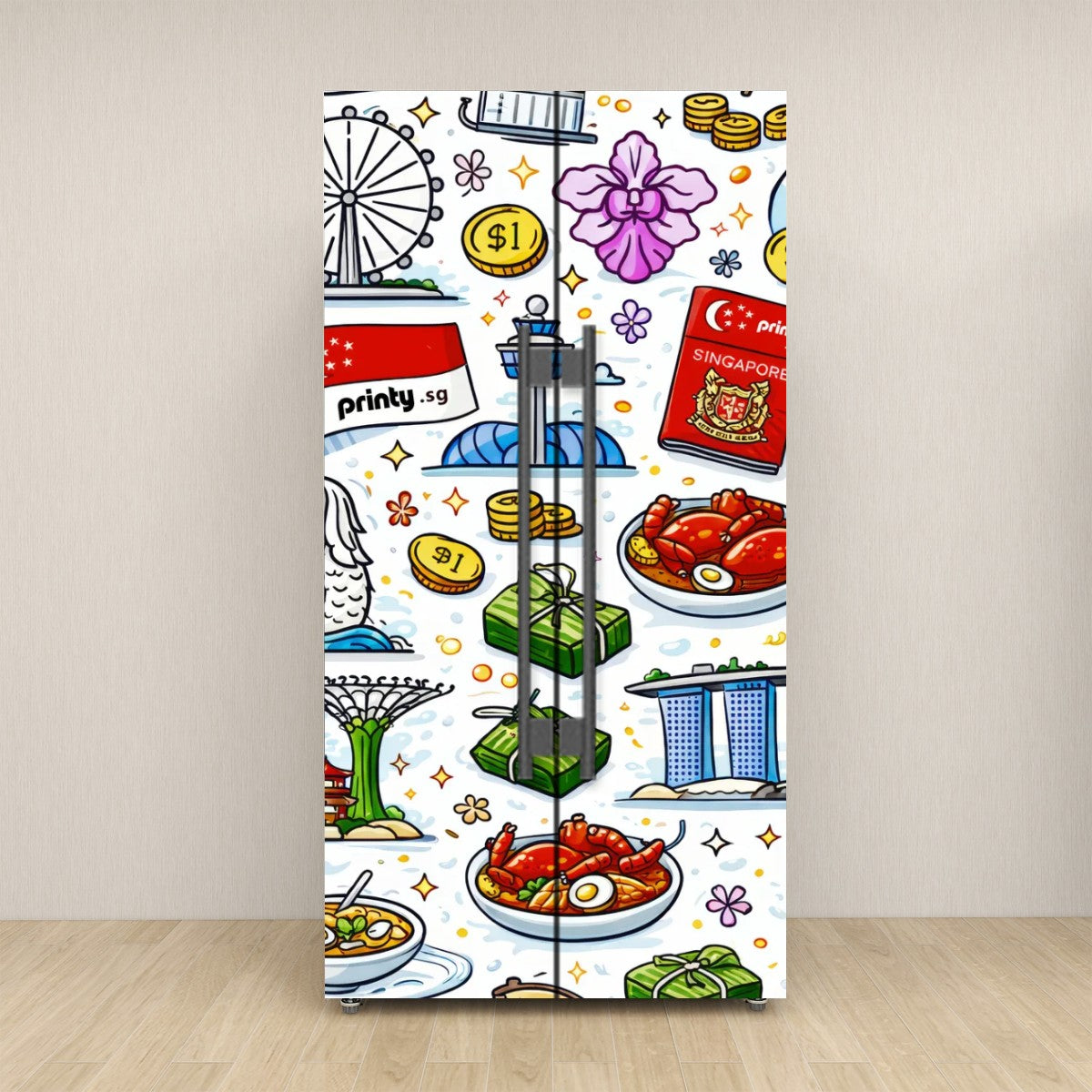 Custom Self Adhesive Refrigerator Wrap Set