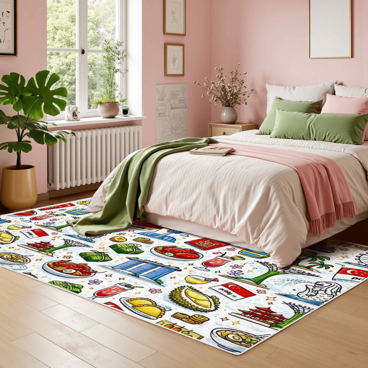 Custom Area Rug with White Border