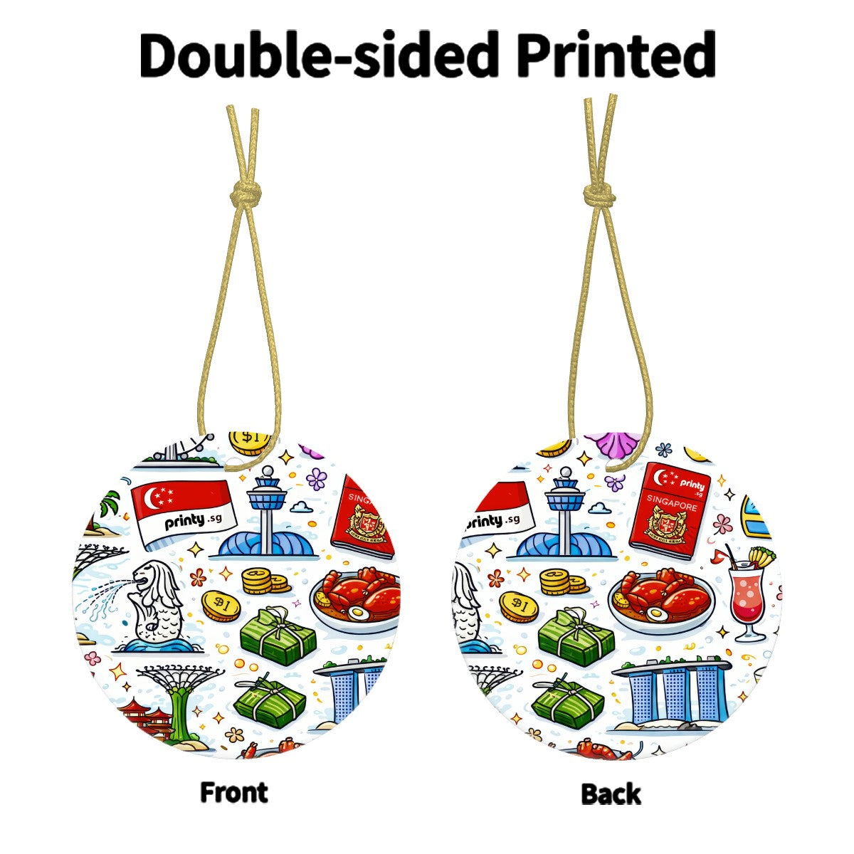 Custom Round Shape Ceramic Ornaments Christmas Decorations