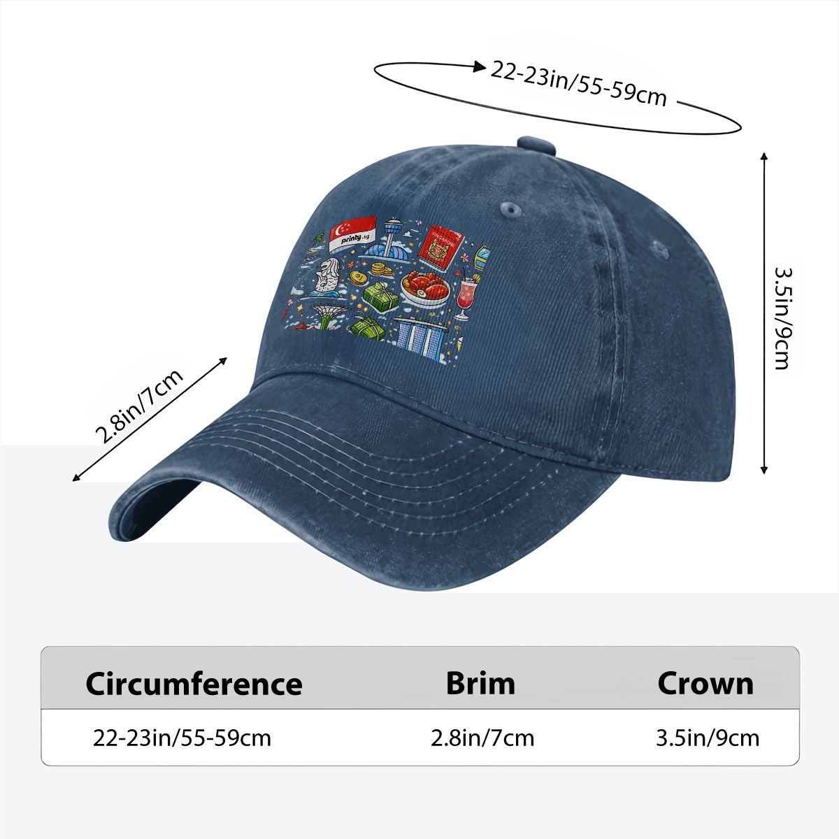 Custom Unisex Washed Denim Baseball Cap
