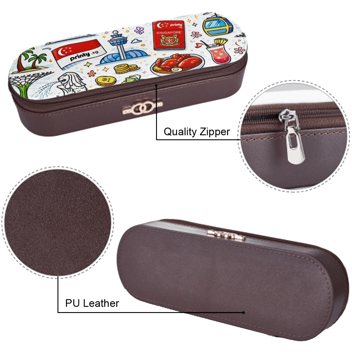 Custom Hardshell Leather Pencil Case