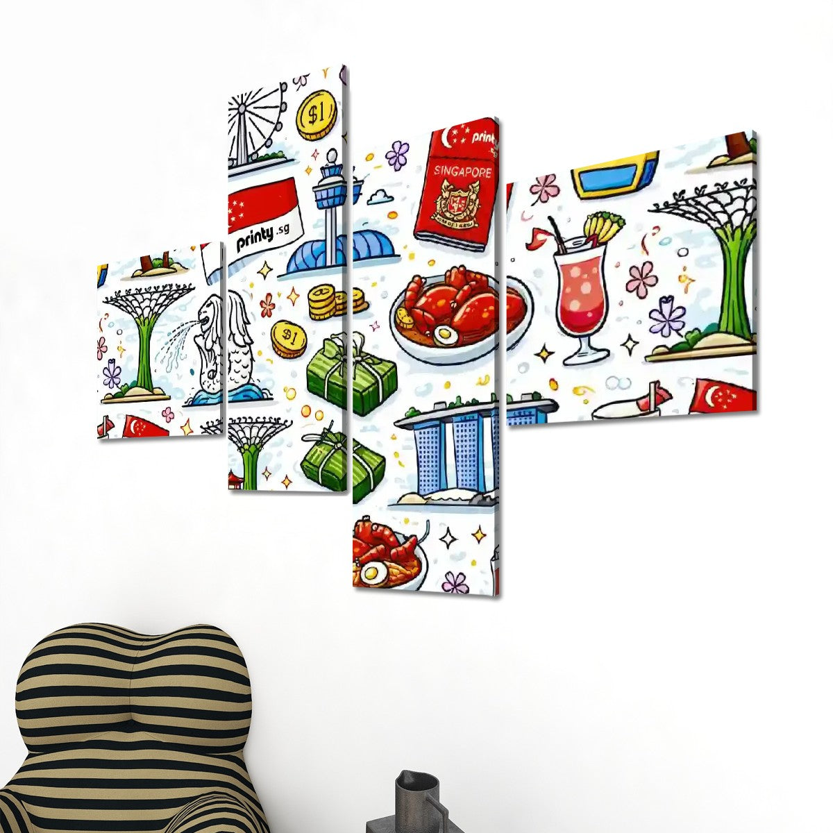 Custom 4 Panels Canvas Prints Wall Art (Set F)