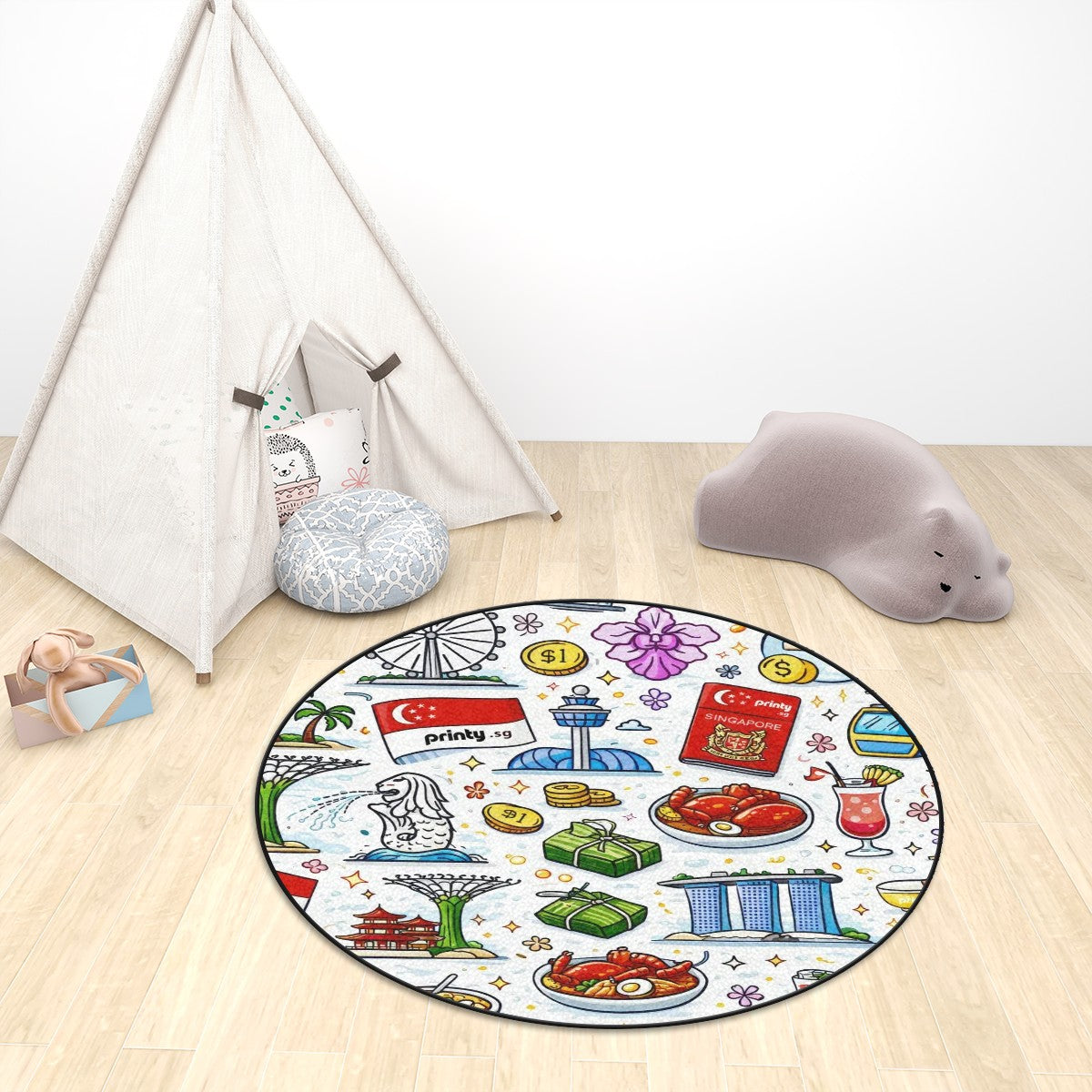 Custom Multiple Sizes Crystal Velvet Round Area Rug