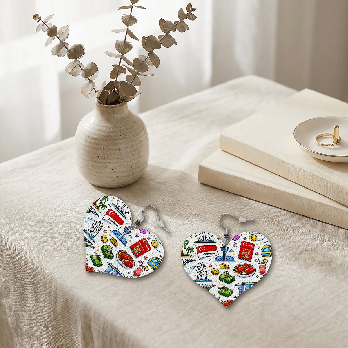 Custom Heart Shape Leather Earrings