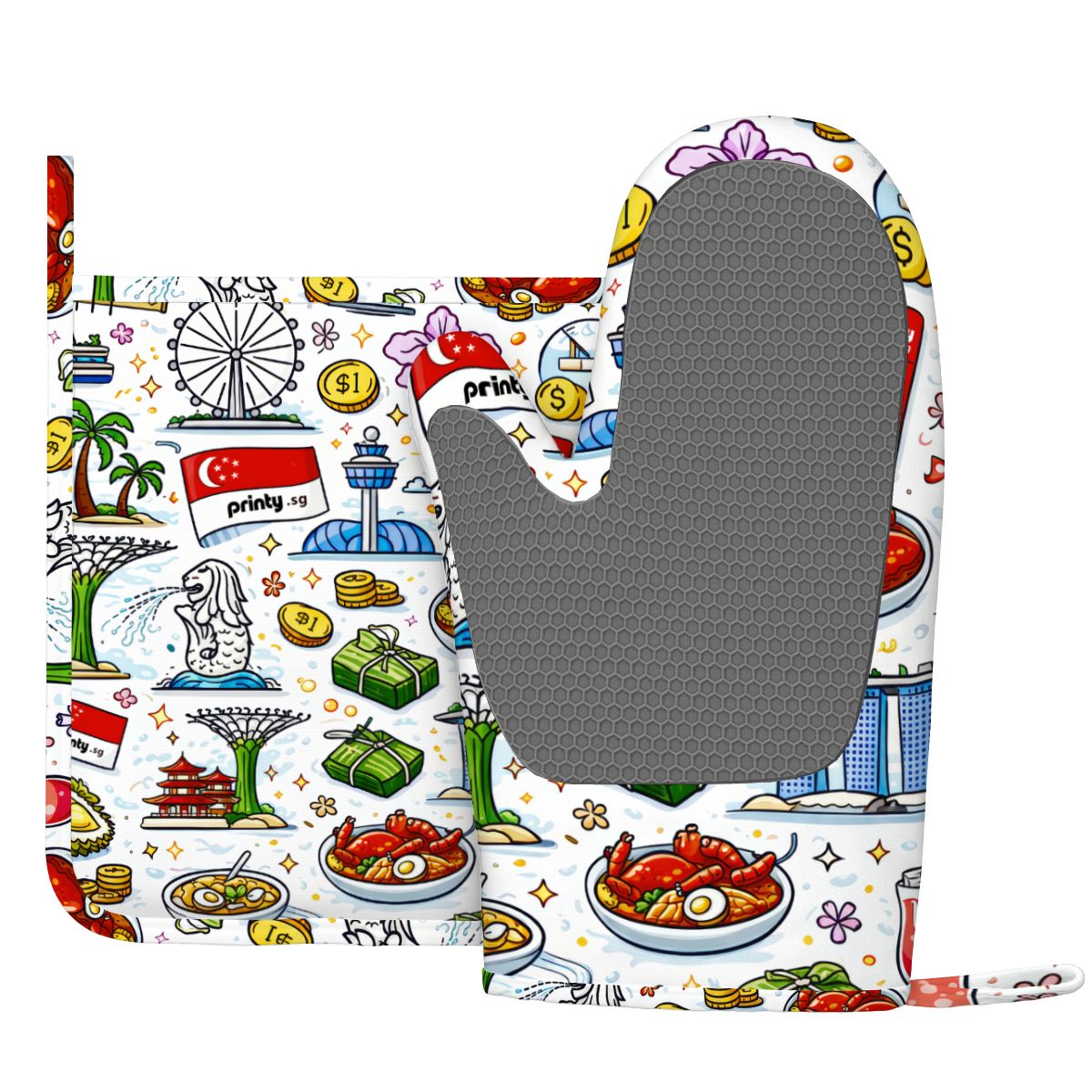 Custom Silicone Oven Mitts and Pot Holders Sets (Left)
