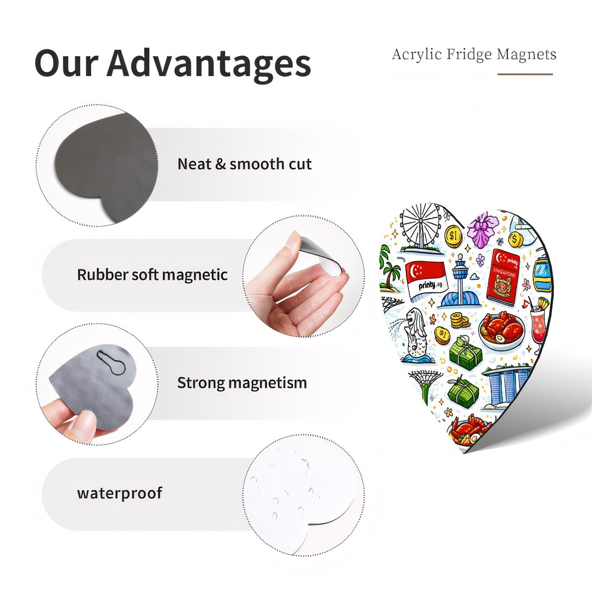 Custom Heart Shape Fridge Magnets