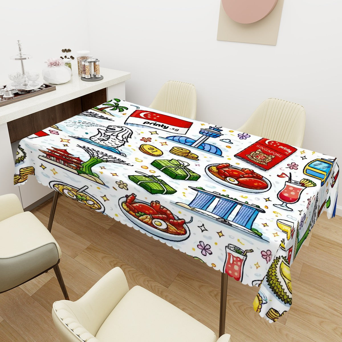 Custom Rectangular Table Cloth with Wavy Edge