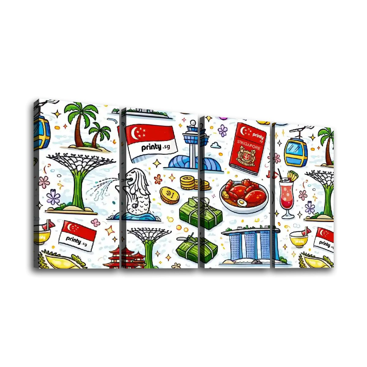 Custom 4 Panels Canvas Prints Wall Art (Set B)