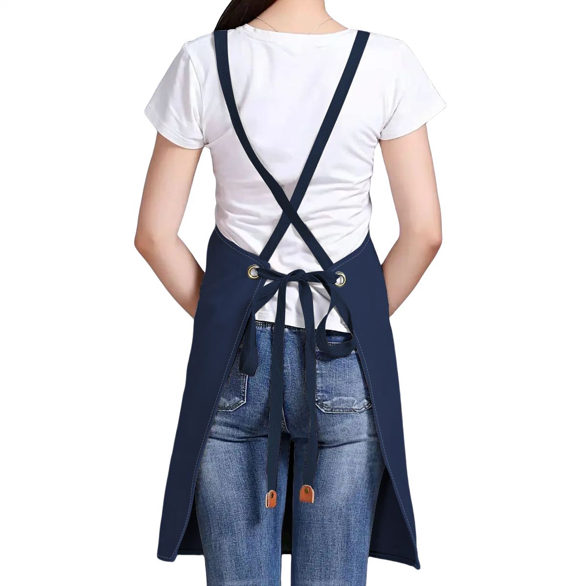 Custom Unisex Canvas Cross Back Apron with Pockets