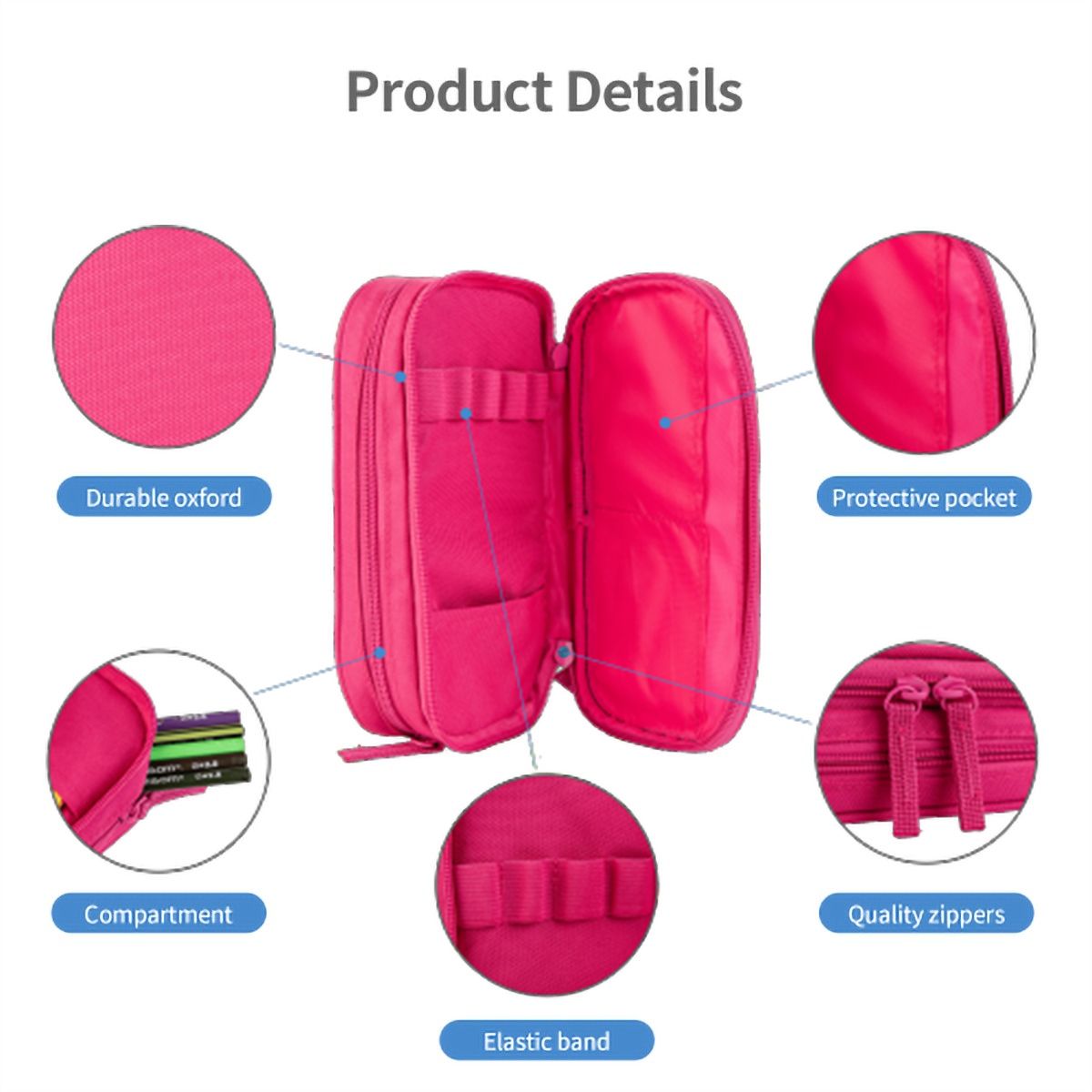Custom Vertical Oxford Large Capacity Double Layer Pencil Case