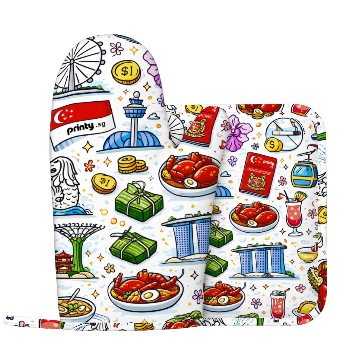 Custom Silicone Oven Mitts and Pot Holders Sets (Left)